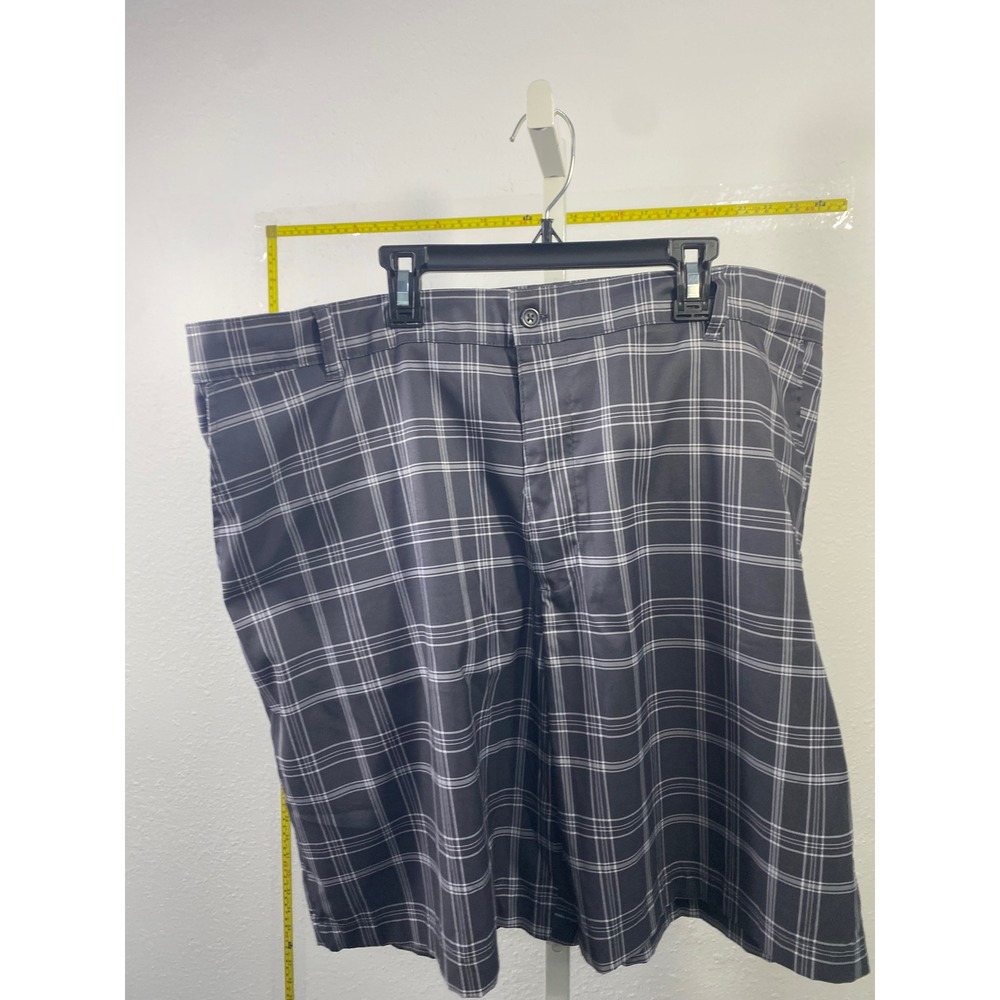 Russell Athletic Mens Plaid Golf Shorts Charcoal Grey White Size 40 Stretch